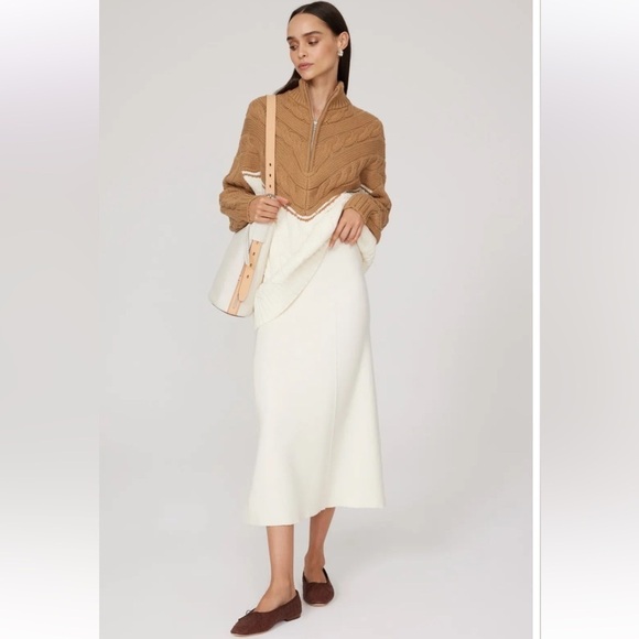 STAUD Hampton tan and cream cable-knit sweater size XL - Picture 1 of 14